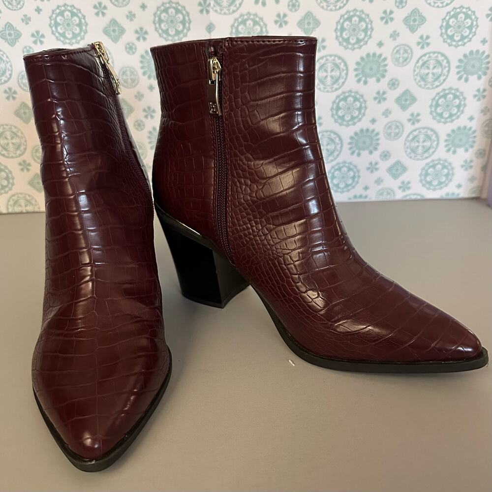 Liz Claiborne red brown croc print faux leather pointed toes 3.5” heels size 8.5 - Picture 4 of 13
